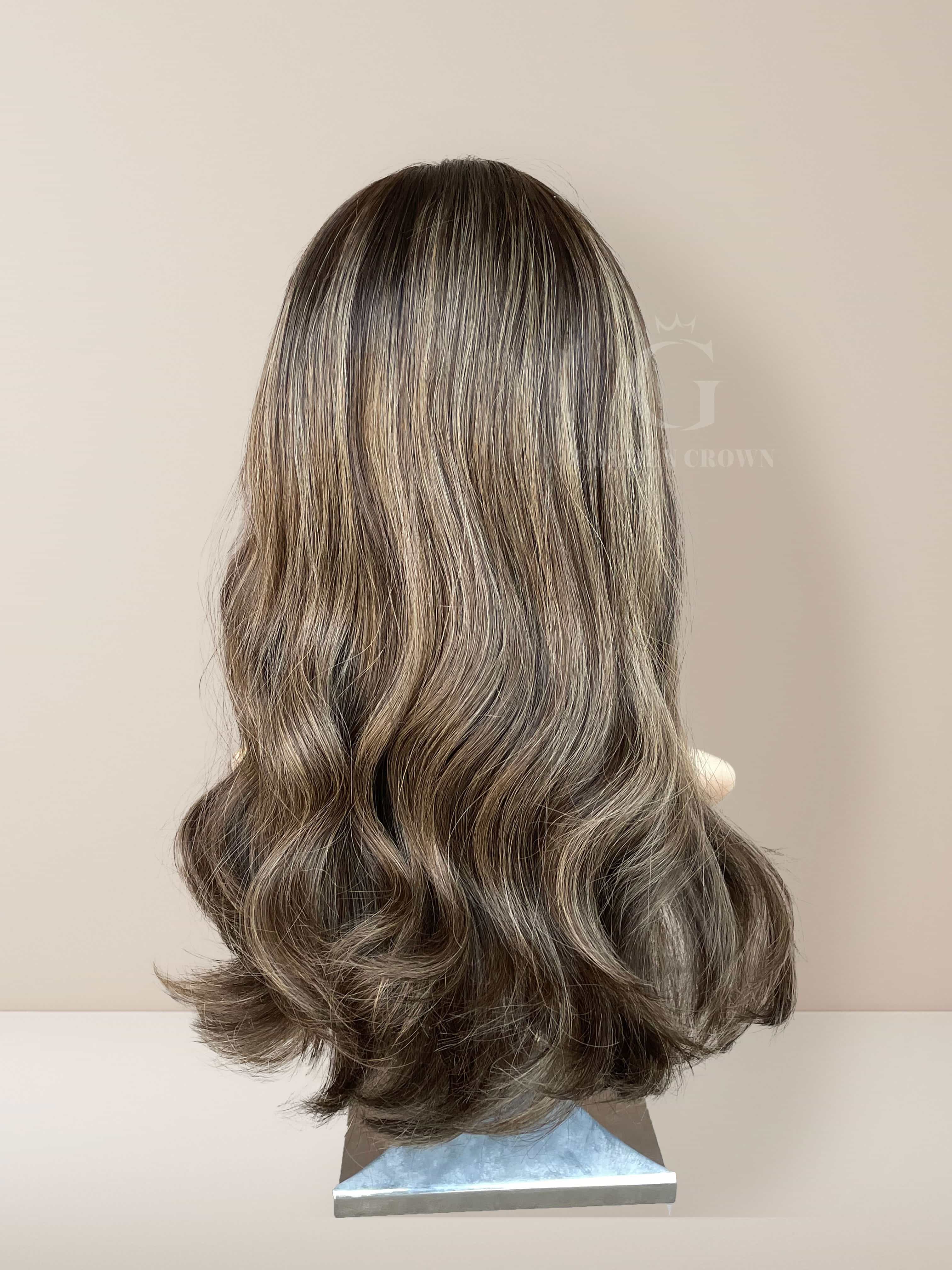 Nora Lace Top Base 100% Human Hair Wigs Back View GoldenCrownWigs.com